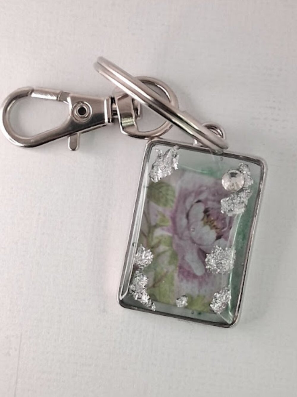 Purple Floral Resin Keychain • Handmade